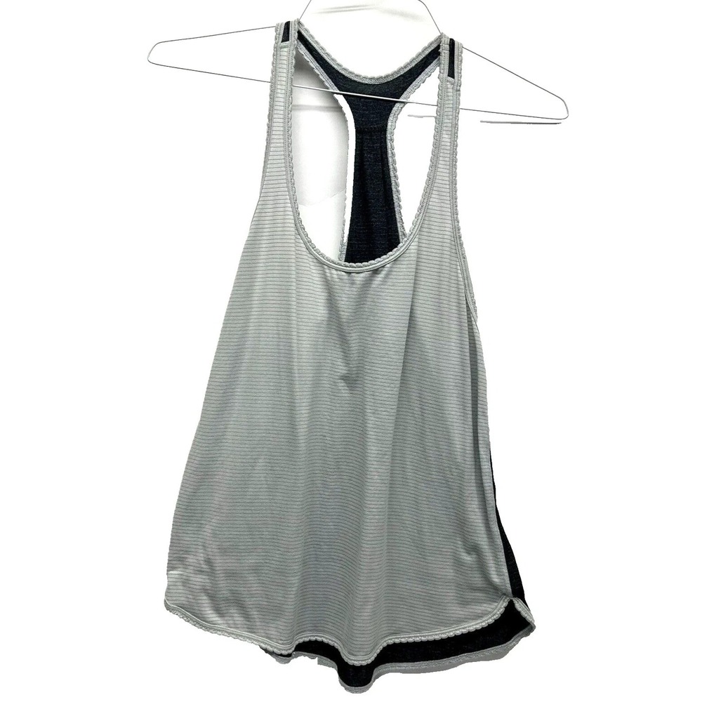 Lululemon Grey Striped Women's Tank Top (H5)